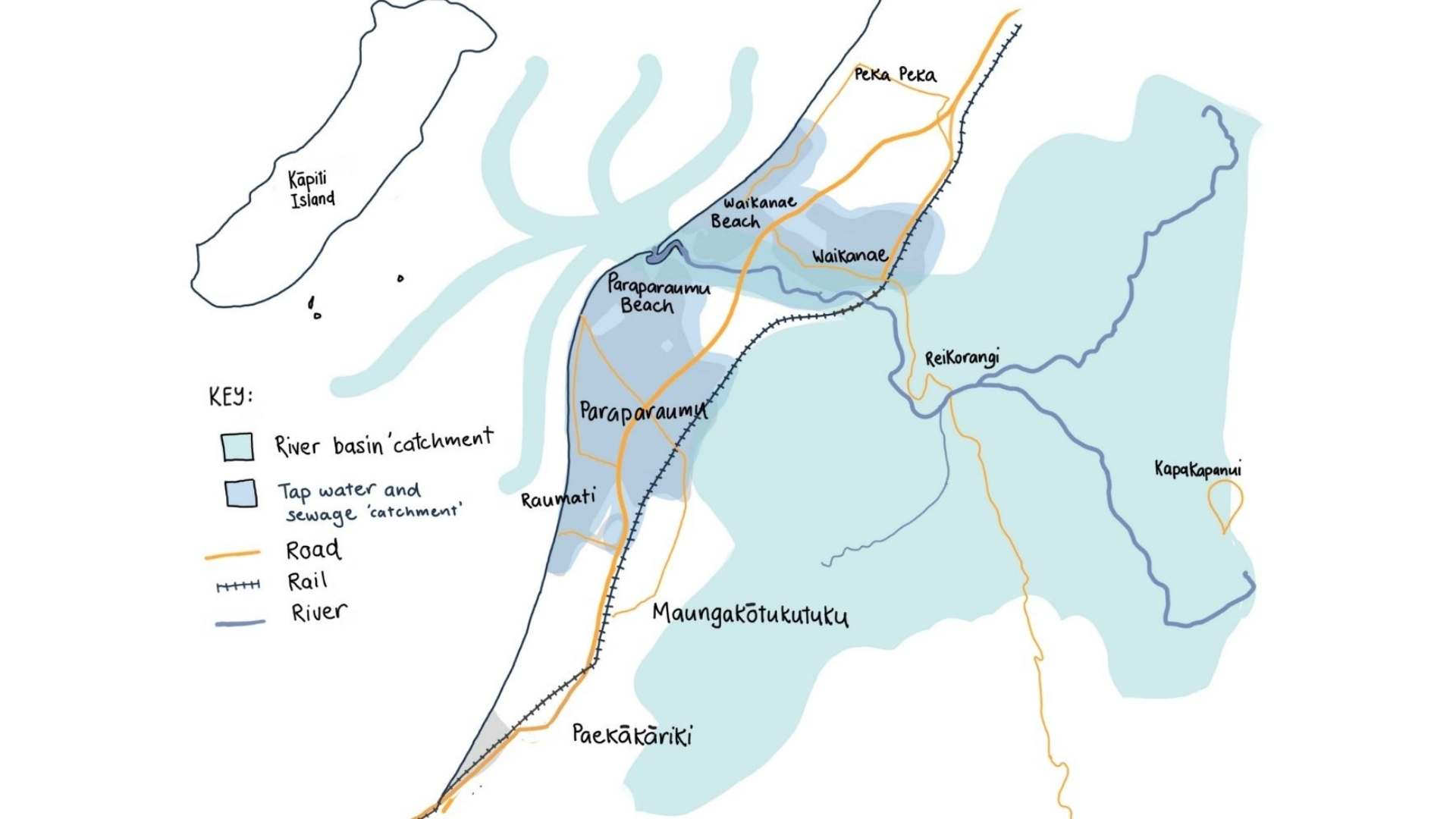 Waikanae River Catchment area map